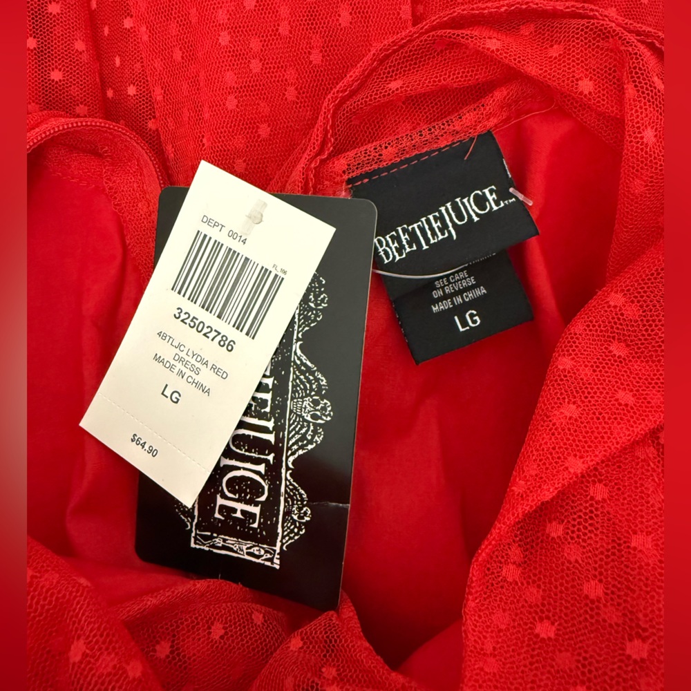 Beetlejuice Lydia Red Ruffled Dress (Large) - Picture 3 of 4